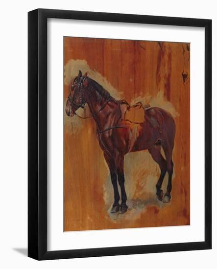 Study of a Horse (Oil on Panel)-Jean-Louis Ernest Meissonier-Framed Giclee Print