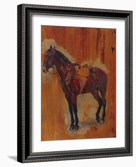 Study of a Horse (Oil on Panel)-Jean-Louis Ernest Meissonier-Framed Giclee Print