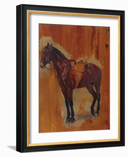 Study of a Horse (Oil on Panel)-Jean-Louis Ernest Meissonier-Framed Giclee Print