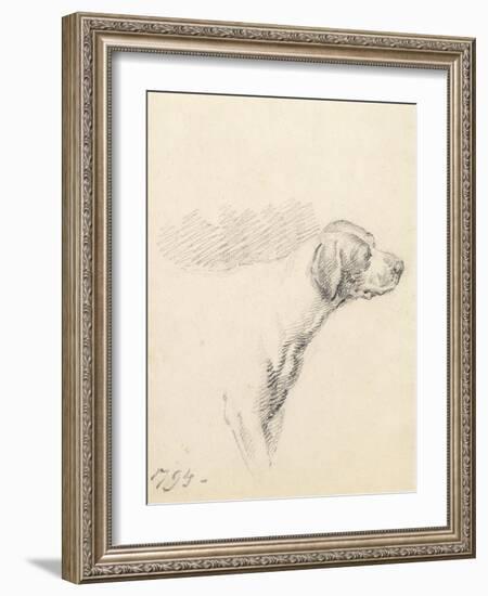 Study of a Hound, 1794 (Pencil on Paper)-George Morland-Framed Giclee Print