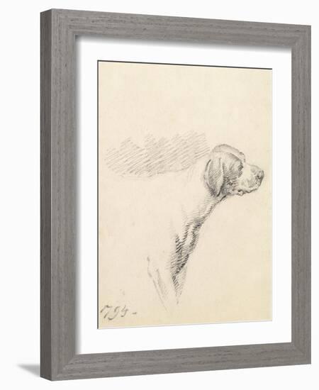 Study of a Hound, 1794 (Pencil on Paper)-George Morland-Framed Giclee Print