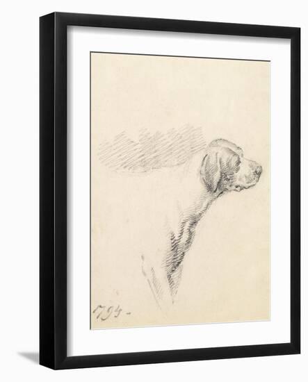 Study of a Hound, 1794 (Pencil on Paper)-George Morland-Framed Giclee Print