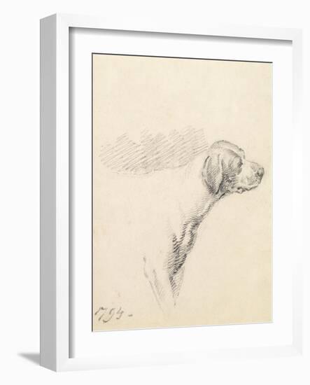 Study of a Hound, 1794 (Pencil on Paper)-George Morland-Framed Giclee Print