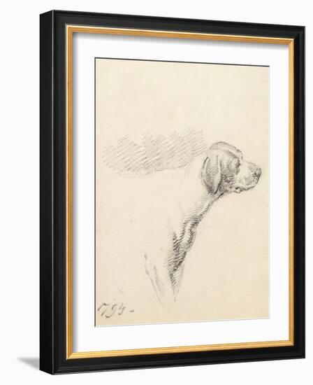 Study of a Hound, 1794 (Pencil on Paper)-George Morland-Framed Giclee Print