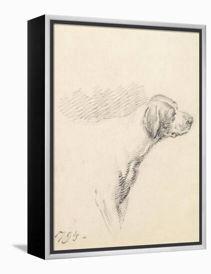 Study of a Hound, 1794 (Pencil on Paper)-George Morland-Framed Premier Image Canvas