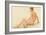 Study of a Male Nude, Seated, Turning Away to the right (W/C on Paper)-Henry Scott Tuke-Framed Giclee Print