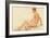 Study of a Male Nude, Seated, Turning Away to the right (W/C on Paper)-Henry Scott Tuke-Framed Giclee Print