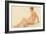 Study of a Male Nude, Seated, Turning Away to the right (W/C on Paper)-Henry Scott Tuke-Framed Giclee Print