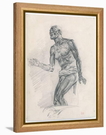 Study of a Male Nude: Study for the Death of Seneca 1838–40 (Graphite on Buff Bristol Board)-Ferdinand Victor Eugene Delacroix-Framed Premier Image Canvas