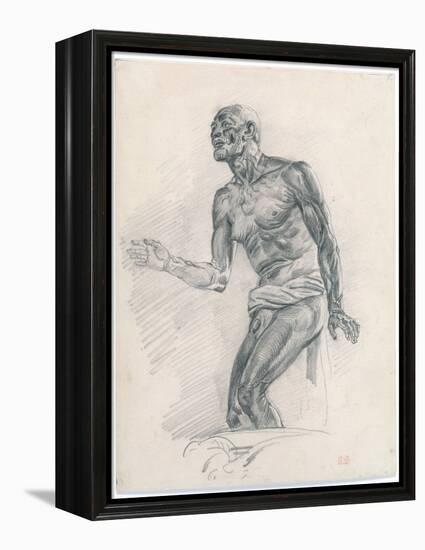 Study of a Male Nude: Study for the Death of Seneca 1838–40 (Graphite on Buff Bristol Board)-Ferdinand Victor Eugene Delacroix-Framed Premier Image Canvas