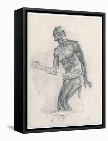 Study of a Male Nude: Study for the Death of Seneca 1838–40 (Graphite on Buff Bristol Board)-Ferdinand Victor Eugene Delacroix-Framed Premier Image Canvas