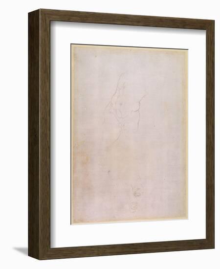 Study of a Male Torso (Pencil on Paper) (Verso) (For Recto See 192512)-Michelangelo Buonarroti-Framed Giclee Print