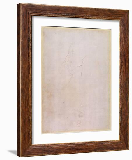 Study of a Male Torso (Pencil on Paper) (Verso) (For Recto See 192512)-Michelangelo Buonarroti-Framed Giclee Print