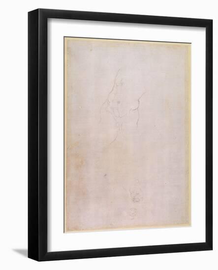 Study of a Male Torso (Pencil on Paper) (Verso) (For Recto See 192512)-Michelangelo Buonarroti-Framed Giclee Print