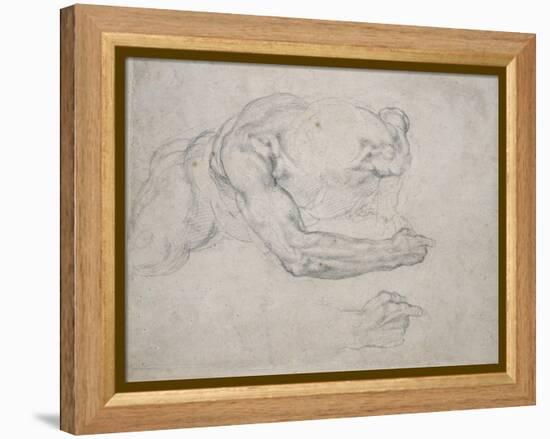 Study of a Man Rising from the Ground-Michelangelo Buonarroti-Framed Premier Image Canvas