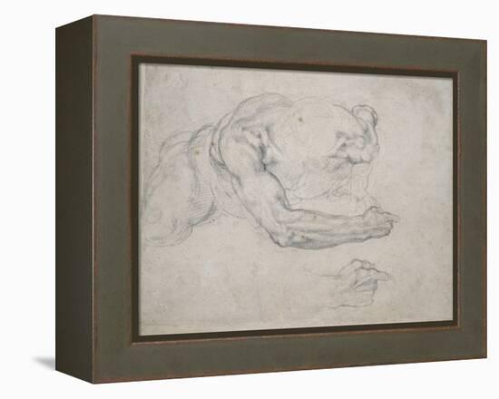 Study of a Man Rising from the Ground-Michelangelo Buonarroti-Framed Premier Image Canvas