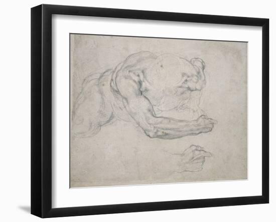 Study of a Man Rising from the Ground-Michelangelo Buonarroti-Framed Giclee Print