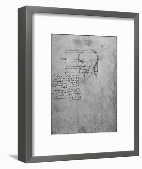 'Study of a Man's Nude Torso, the Head Squared for Proportion', c1480 (1945)-Leonardo Da Vinci-Framed Giclee Print