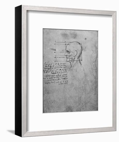 'Study of a Man's Nude Torso, the Head Squared for Proportion', c1480 (1945)-Leonardo Da Vinci-Framed Giclee Print