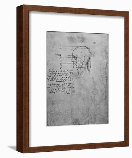 'Study of a Man's Nude Torso, the Head Squared for Proportion', c1480 (1945)-Leonardo Da Vinci-Framed Giclee Print