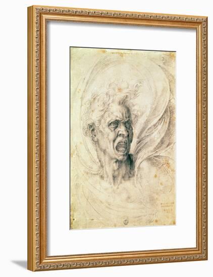 Study of a Man Shouting-Michelangelo Buonarroti-Framed Giclee Print
