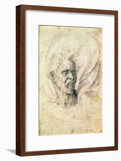 Study of a Man Shouting-Michelangelo Buonarroti-Framed Giclee Print