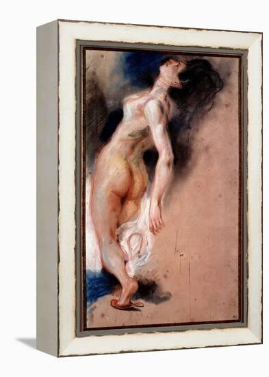 Study of a Naked Woman Overturned Back; Study of a Slave Slave for “The Death of Sardanapale””, 182-Ferdinand Victor Eugene Delacroix-Framed Premier Image Canvas