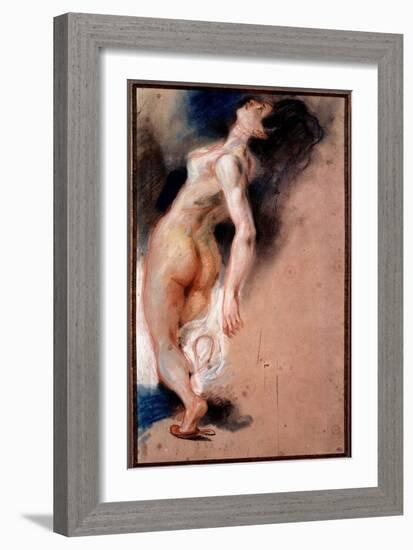 Study of a Naked Woman Overturned Back; Study of a Slave Slave for “The Death of Sardanapale””, 182-Ferdinand Victor Eugene Delacroix-Framed Giclee Print