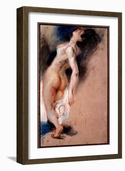 Study of a Naked Woman Overturned Back; Study of a Slave Slave for “The Death of Sardanapale””, 182-Ferdinand Victor Eugene Delacroix-Framed Giclee Print