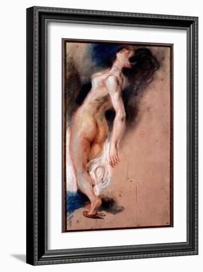 Study of a Naked Woman Overturned Back; Study of a Slave Slave for “The Death of Sardanapale””, 182-Ferdinand Victor Eugene Delacroix-Framed Giclee Print