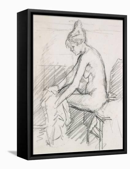 Study of a Nude Female, Seated, Drying Her Right Foot-Harold Gilman-Framed Premier Image Canvas