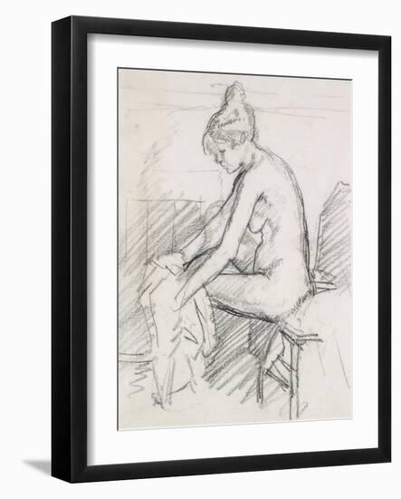 Study of a Nude Female, Seated, Drying Her Right Foot-Harold Gilman-Framed Giclee Print