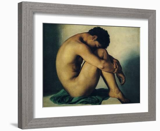 Study of a Nude Young Man, 1836-Hippolyte Flandrin-Framed Giclee Print