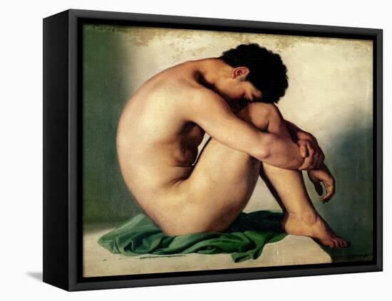 Study of a Nude Young Man, 1836-Hippolyte Flandrin-Framed Premier Image Canvas