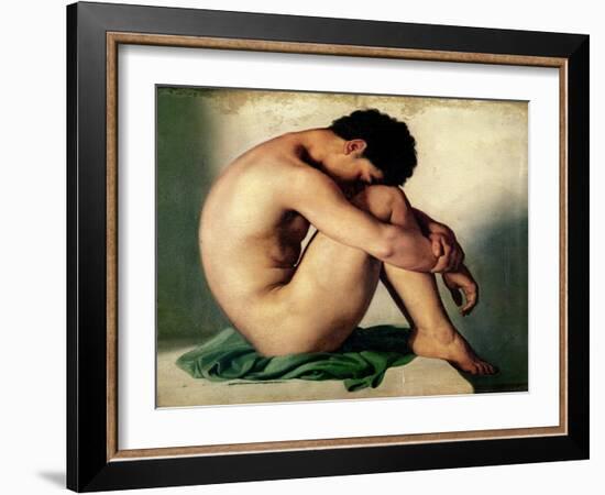 Study of a Nude Young Man, 1836-Hippolyte Flandrin-Framed Giclee Print