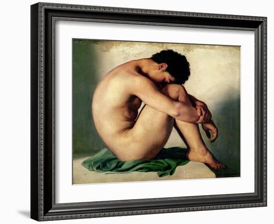 Study of a Nude Young Man, 1836-Hippolyte Flandrin-Framed Giclee Print