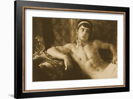 Study of a Reclining Boy Wearing Jewelry. C.1899-Wilhelm Von Gloeden-Framed Photographic Print