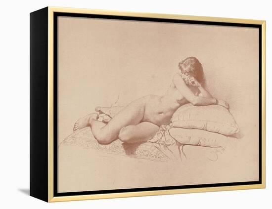 Study of a Reclining Female Nude, 1885-Mihaly von Zichy-Framed Premier Image Canvas