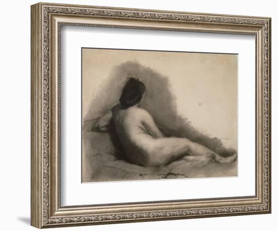 Study of a Reclining Nude Woman, 1863-66 (Charcoal on Paper)-Thomas Cowperthwait Eakins-Framed Giclee Print