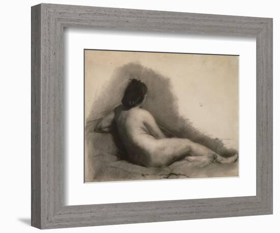 Study of a Reclining Nude Woman, 1863-66 (Charcoal on Paper)-Thomas Cowperthwait Eakins-Framed Giclee Print