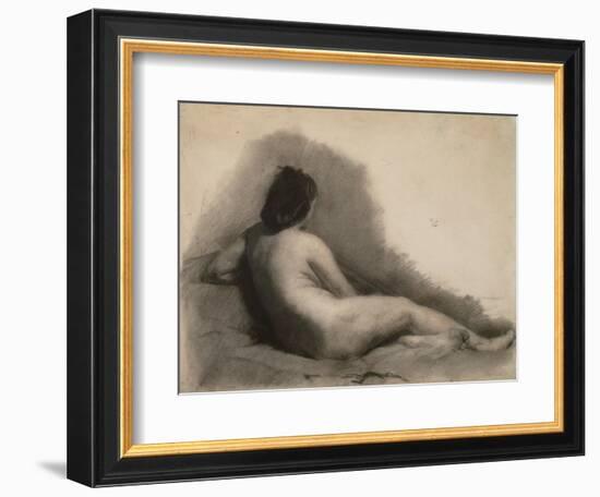 Study of a Reclining Nude Woman, 1863-66 (Charcoal on Paper)-Thomas Cowperthwait Eakins-Framed Giclee Print