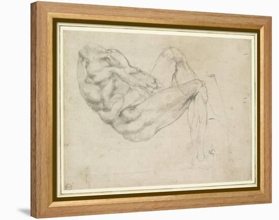 Study of a Recumbent Male Figure, Recto-Michelangelo Buonarroti-Framed Premier Image Canvas