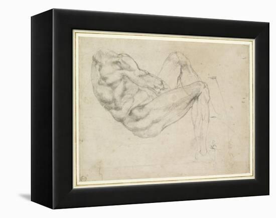 Study of a Recumbent Male Figure, Recto-Michelangelo Buonarroti-Framed Premier Image Canvas