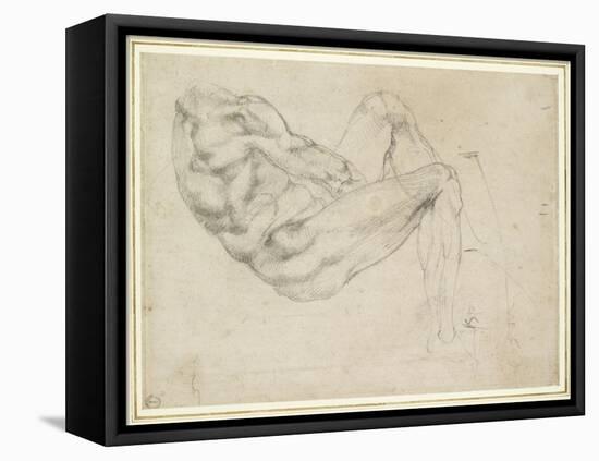 Study of a Recumbent Male Figure, Recto-Michelangelo Buonarroti-Framed Premier Image Canvas