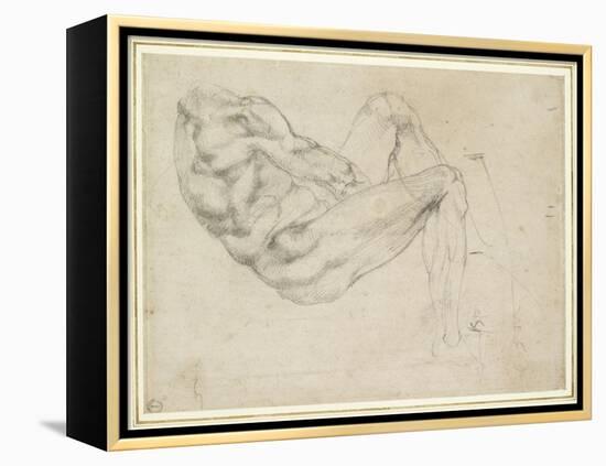 Study of a Recumbent Male Figure, Recto-Michelangelo Buonarroti-Framed Premier Image Canvas