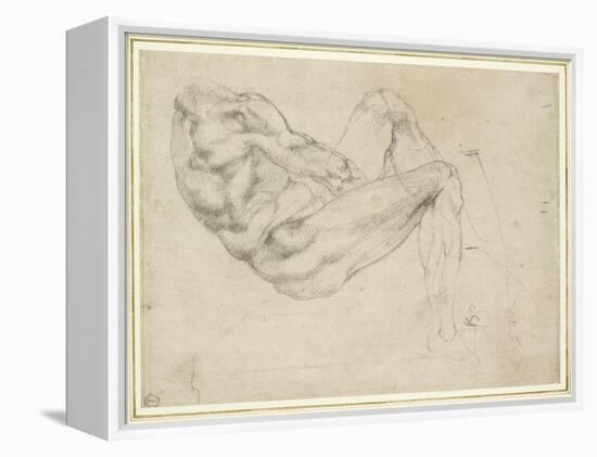 Study of a Recumbent Male Figure, Recto-Michelangelo Buonarroti-Framed Premier Image Canvas