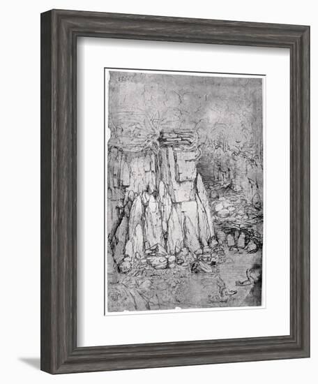 Study of a Rocky Cavern with Ducks, 1482-1485-Leonardo da Vinci-Framed Giclee Print