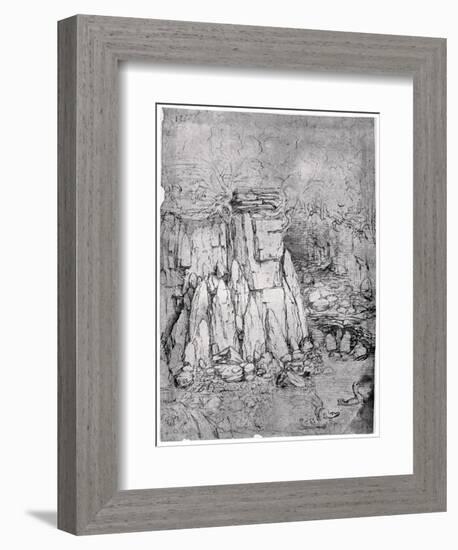 Study of a Rocky Cavern with Ducks, 1482-1485-Leonardo da Vinci-Framed Giclee Print