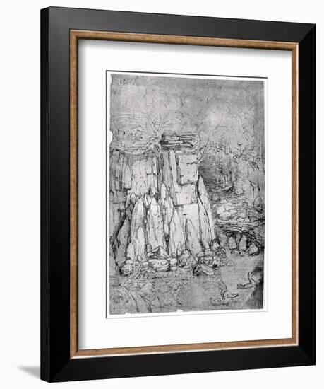 Study of a Rocky Cavern with Ducks, 1482-1485-Leonardo da Vinci-Framed Giclee Print