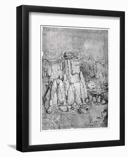 Study of a Rocky Cavern with Ducks, 1482-1485-Leonardo da Vinci-Framed Giclee Print